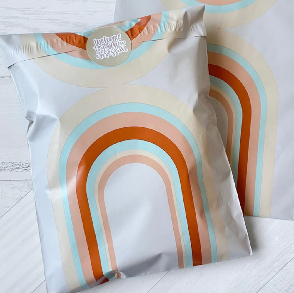 10 Poly Mailers 10x13 Shipping Supplies Organic Rainbow